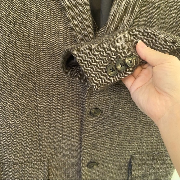 Merona 2 Piece Men’s Brown Tweed Sport Coat Blazer Slim & Matching Vest | Medium - Picture 3 of 11